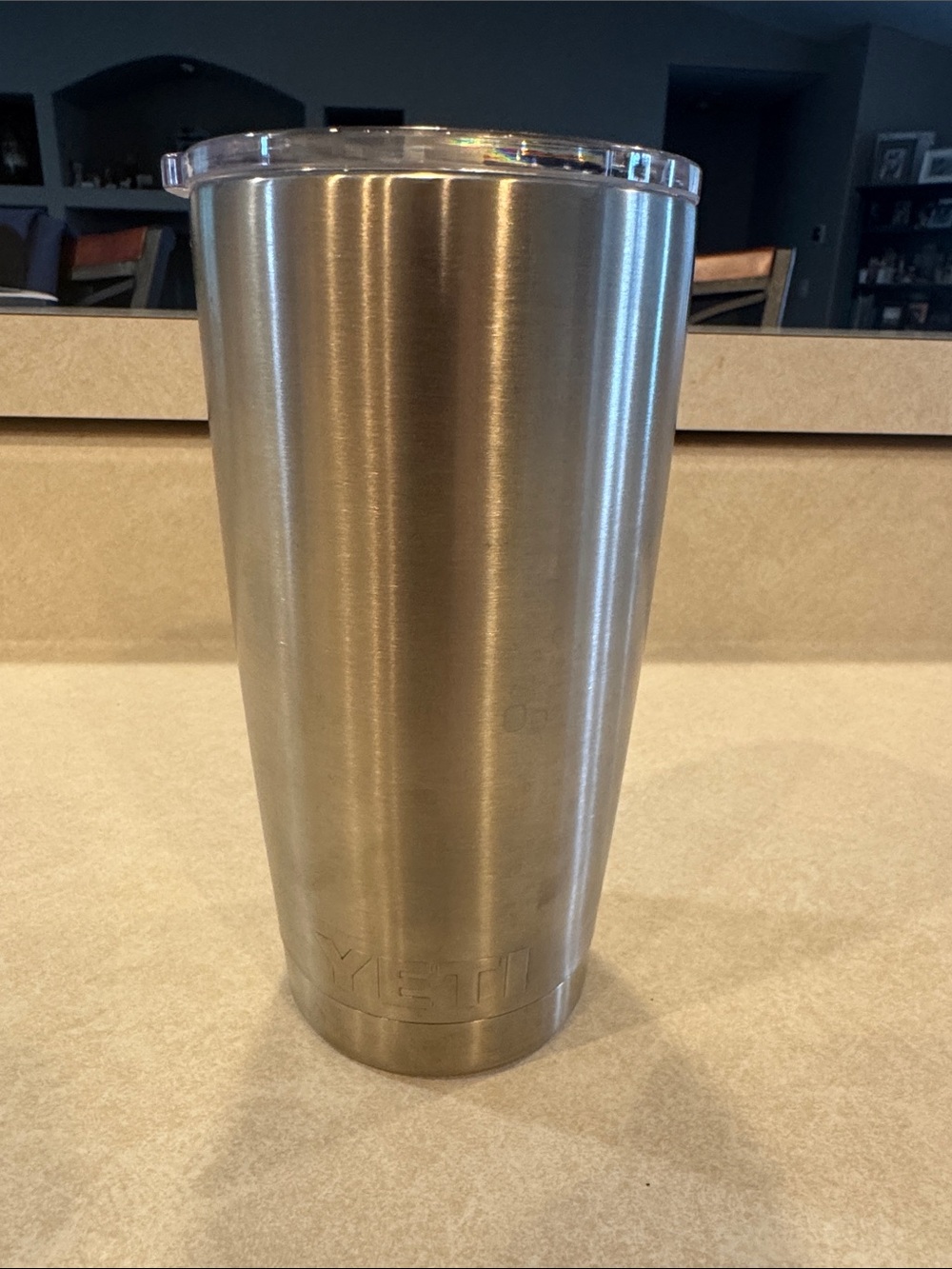 Yeti Brushed Stainless Steel Travel Tumbler with Clear Lid
